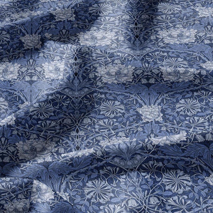 100% linen fabric William Morris Honeysuckle blueprint - Victorian Art crafts - Historical pattern fabric upholstery dress making 3278