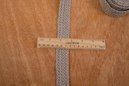 Handwoven Linen FLAT Braided trim for belts, flax cord ribbon in natural undyed linen