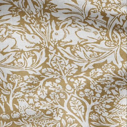 William Morris Brer rabbit yellow print 100% LINEN Fabric - British linen floral upholstery home textile Victorian fabrics 3012
