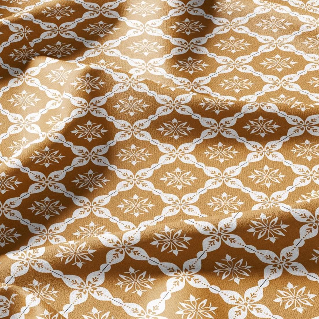 100% LINEN Fabric yellow - geometric block print- for upholstery home decor - medium for dress making 2922