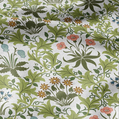 William Morris Celandine 100% LINEN Fabric - British linen floral upholstery home textile Victorian fabrics green 3161