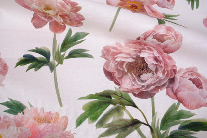100% linen fabric 400gsm 12oz  - UPHOLSTERY - floral peony print -  Heavy weight, dense.  For crafts, upholstery, decoration