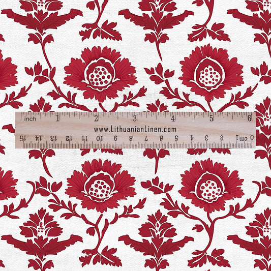 100% LINEN Fabric with colorful flower pattern - linen fabric for upholstery home decor dressmaking clothing sewing LithuanianLinen 2198