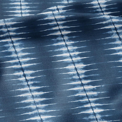 100% LINEN Fabric indigo blue print - Shibori abstract stripe - upholstery curtains dress making 2966