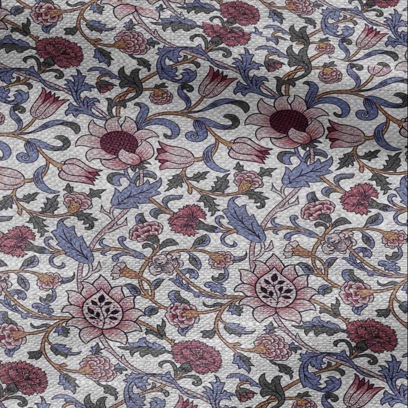 100% linen fabric William Morris Evenlode pink print - Victorian Art crafts - Historical pattern fabric upholstery dress making 2529