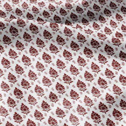 100% LINEN Fabric Rhus blossom print - red Indian floral linen heavy for upholstery home decor - medium for dress making 2803