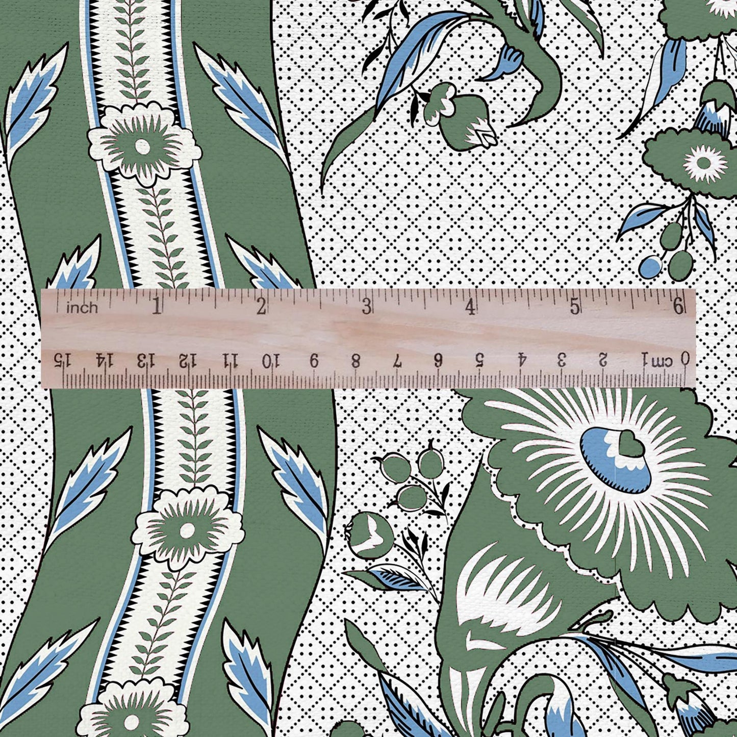 100% LINEN Fabric Vintage floral squilr stripe print - Modern botanical - Victorian Art Craft yellow green 3166