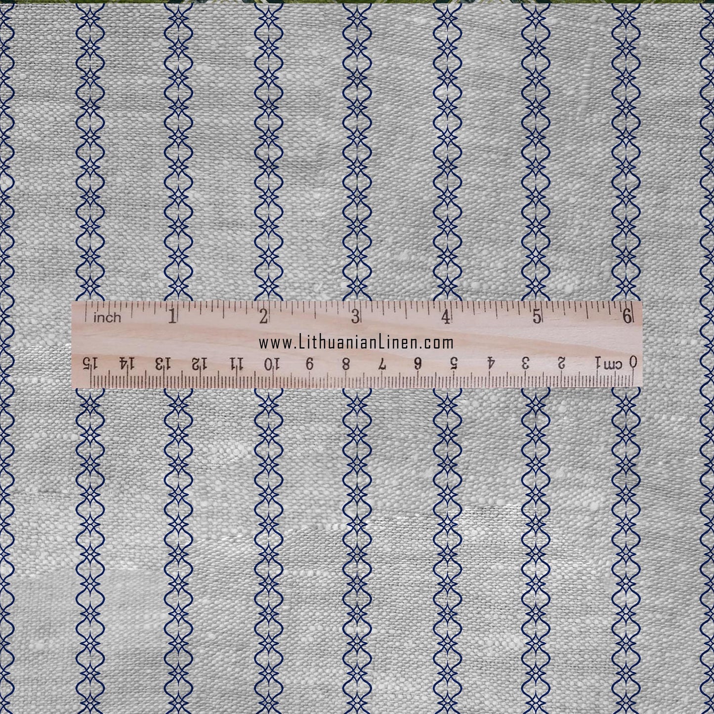 100% LINEN Fabric Striped geometric blue print - block print indigo on oatmeal linen for upholstery curtains dress making 2681