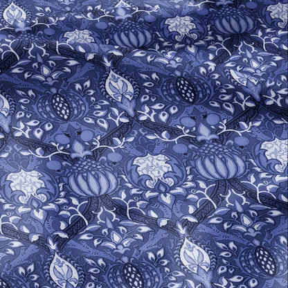 100% LINEN Fabric William Morris Granada blue print - British linen floral upholstery home textile Victorian fabrics 3234