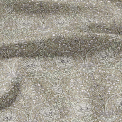 100% linen fabric William Morris Honeysuckle pastel beige print - Victorian Art crafts - 2979P - Historical pattern upholstery dress making