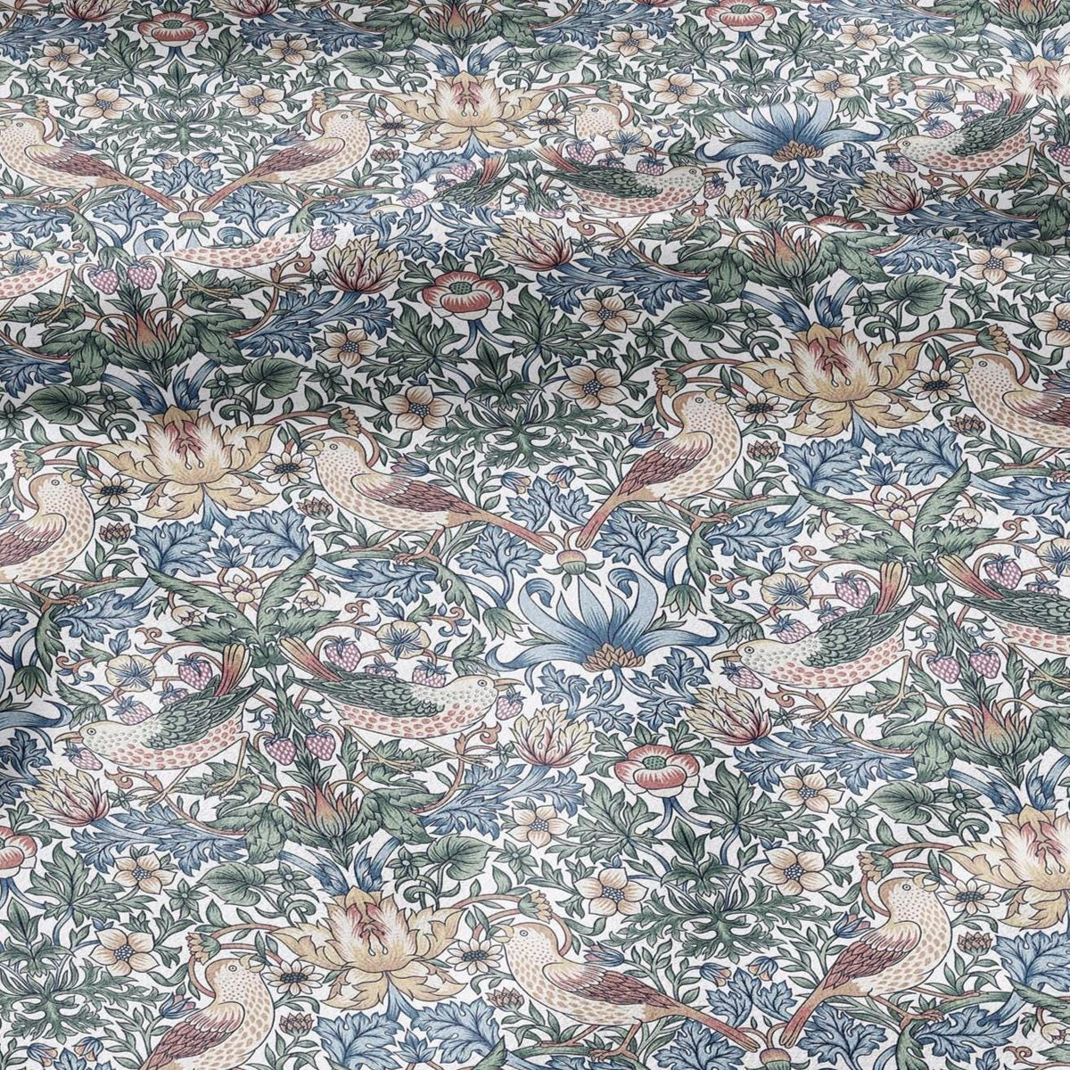 William Morris Strawberry thief 100% LINEN Art Crafts Fabric - British Victorian floral bird - home decor upholstery - clothing sewing 3730