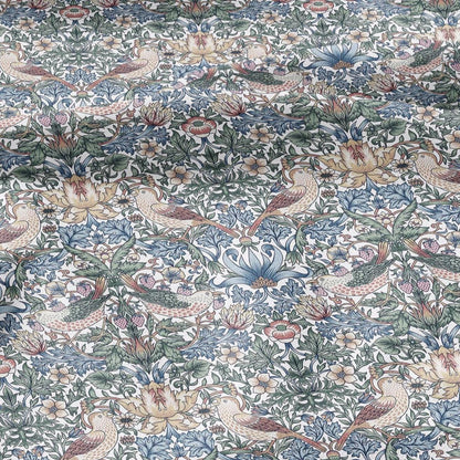 William Morris Strawberry thief 100% LINEN Art Crafts Fabric - British Victorian floral bird - home decor upholstery - clothing sewing 3730