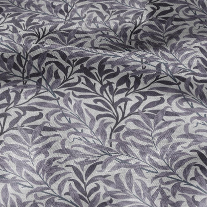 100% LINEN Fabric William Morris Bough Willow - oatmeal natur linen fabric with botanical print - Victorian Art Craft Historical 3186