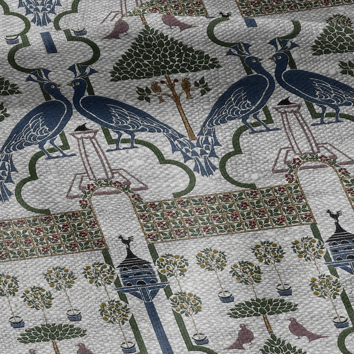100% linen fabric - The Squire's Garden by Voysey - Victorian Art crafts - Historical pattern home decor dress making 3621