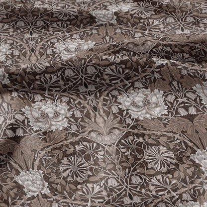 100% linen fabric William Morris Honeysuckle brown print - Victorian Art crafts - Historical pattern fabric upholstery dress making 3310