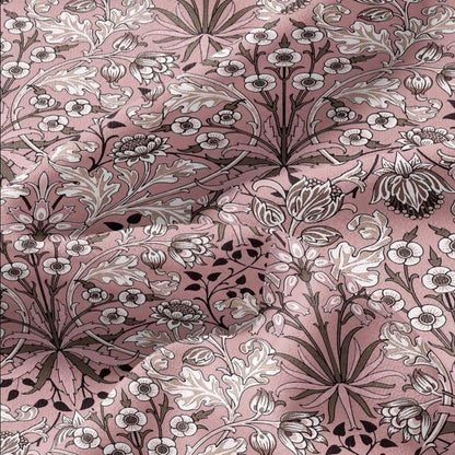 100% LINEN Fabric William Morris Hyacinth pink print - British linen floral upholstery home textile Victorian fabrics navy blue 3252