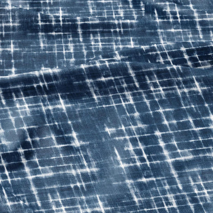 100% LINEN Fabric indigo blue print - Shibori abstract - upholstery curtains dress making 2970