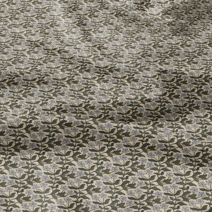 100% linen Periwinkle prints fabric for Curtain Upholstery Cushion - Art deco flower print fabric for dress making sewing