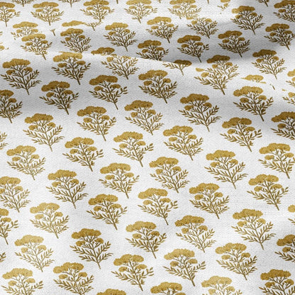 100% LINEN Fabric block print in mustard floral -tansy print heavy linen fabric for upholstery home decor dress making 2812