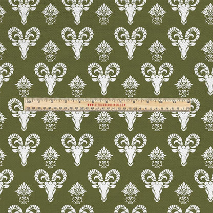 100% LINEN Fabric UPHOLSTERY 12oz - Grandmillenniar Animal print on linen - Modern vintage Victorain Sheep Aries upholstery 2153