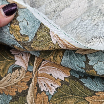 William Morris Acanthus print on 100% LINEN - Victorian Art crafts linen Fabric - botanical Historical upholstery home textile