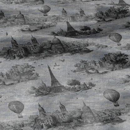 100% LINEN Fabric printToile de jouy Paris - oatmeal linen fabric with landscape print - heavy for home decor clothing 2759