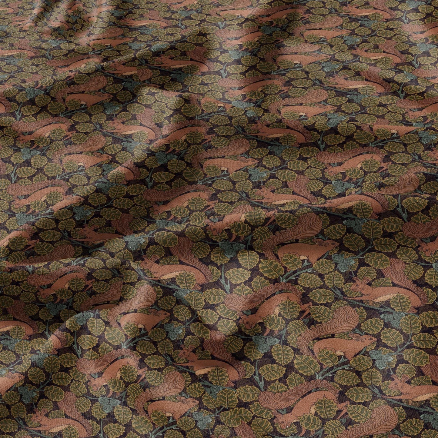 100% linen Vintage Squirrel fabric for Curtain Upholstery Cushion - brown print fabric for dress making sewing