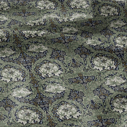 William Morris African marigold green print on 100% LINEN - Victorian Art crafts linen Fabric - botanical Historical upholstery home textile
