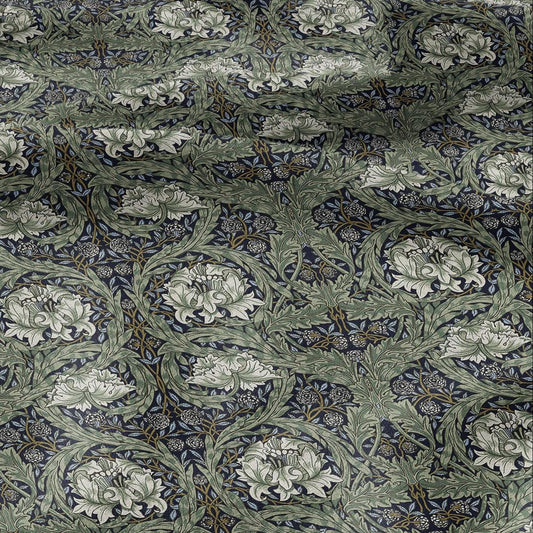 William Morris African marigold green print on 100% LINEN - Victorian Art crafts linen Fabric - botanical Historical upholstery home textile