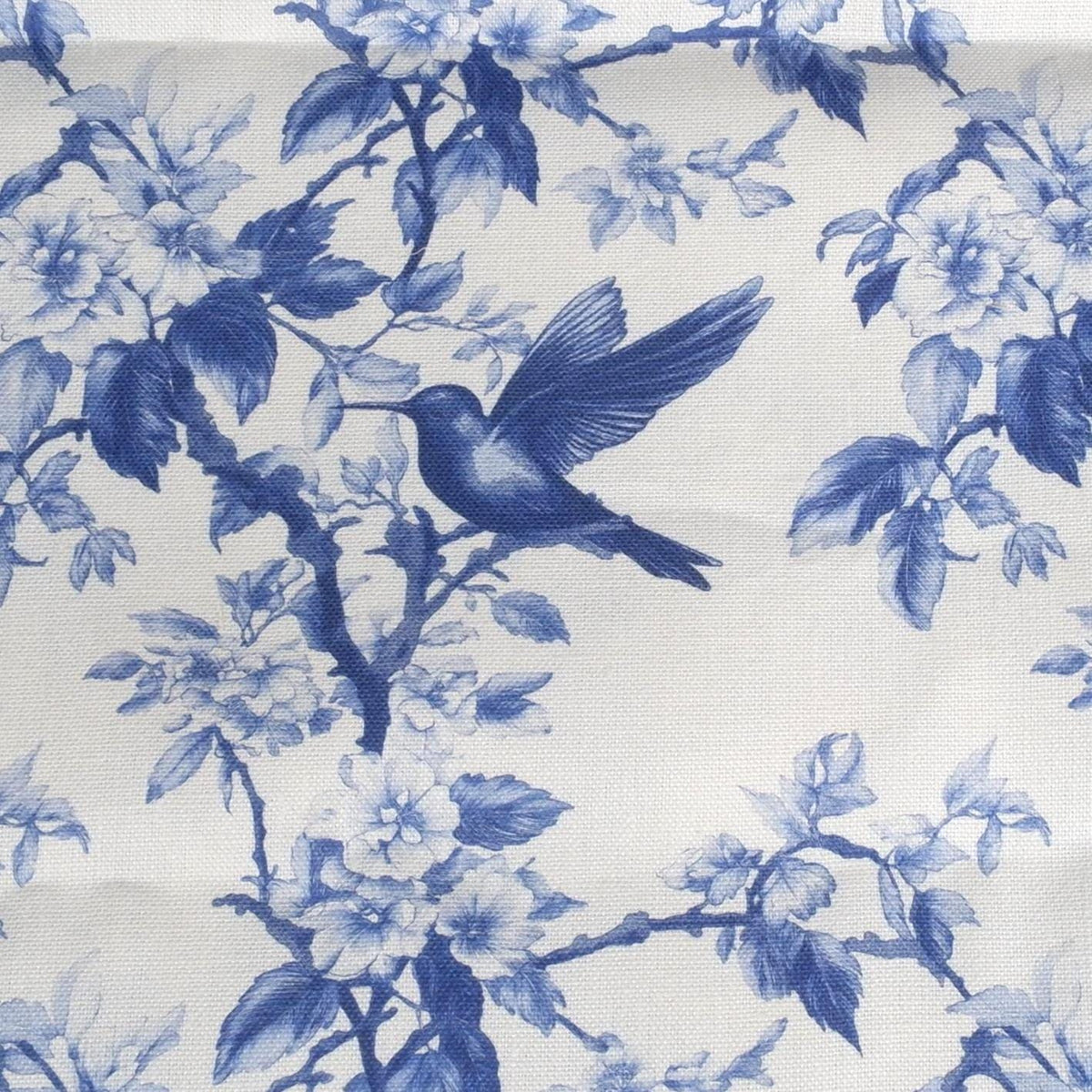 100% LINEN Fabric Hummingbird blue white - french toile de jouy floral upholstery home textile Victorian fabrics 2281