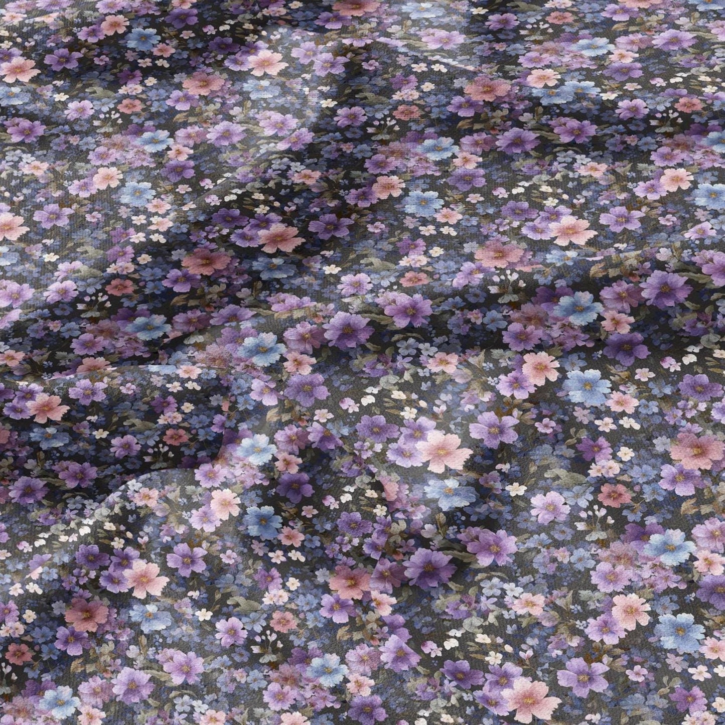 Romantic Garden wild flowers Linen Fabric  – Vintage Watercolor Pattern  for Sewing Vintage-inspired Clothing & Crafts  2707