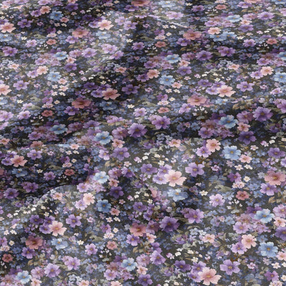 Romantic Garden wild flowers Linen Fabric  – Vintage Watercolor Pattern  for Sewing Vintage-inspired Clothing & Crafts  2707
