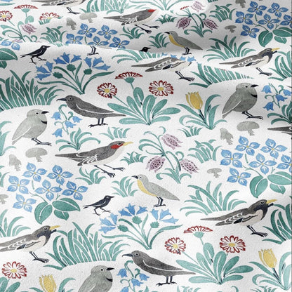 100% linen fabric - Birds in field by Voysey - - Victorian Art crafts - Historical pattern home decor dress making 2988