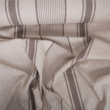 French Natural Linen Fabric with Grey Stripes , 100% linen Classic Textile for Home Decor and Crafts, Not Softened Heavyweight Linen Fabric.