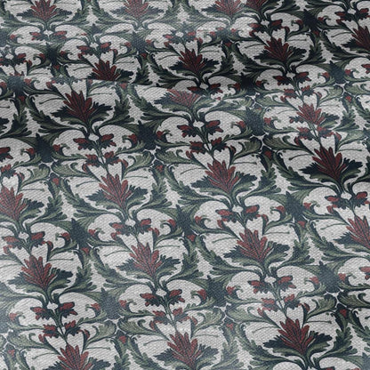 100% LINEN Fabric Art deco floral print - botanical floral on oatmeal linen - modern vintage 3031