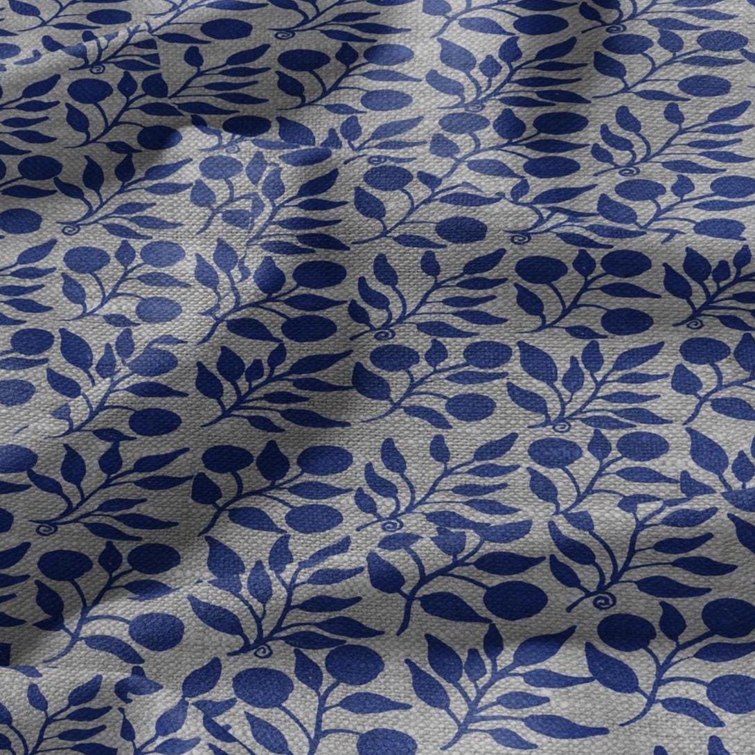 100% LINEN Fabric William Morris Rosehip blue gray - oatmeal linen fabric with botanical print - Victorian Art Craft Historical 3285