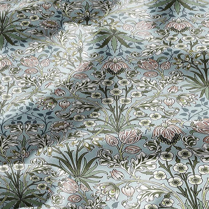 100% LINEN Fabric William Morris Hyacinth pale green print - British linen floral upholstery home textile Victorian fabrics 3261