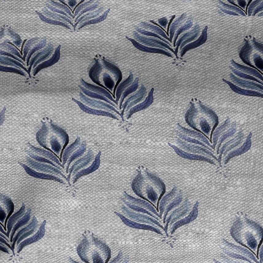 100% LINEN Fabric print Blue peacock feather - oatmeal linen fabric with animal print - heavy for home decor clothing 2746