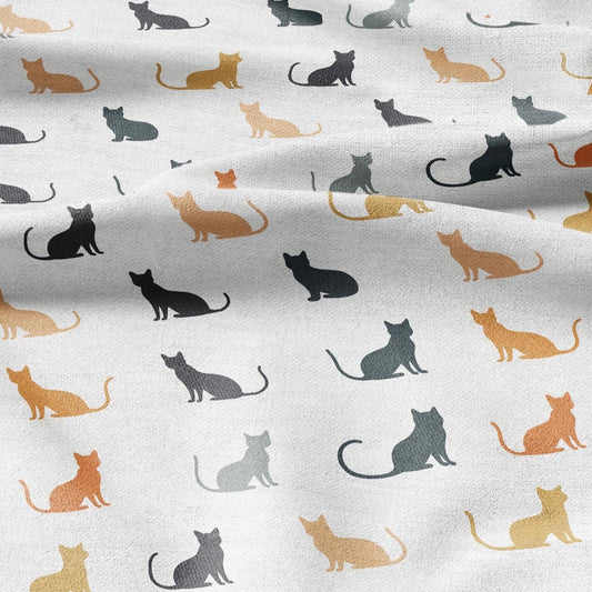 100% LINEN Fabric cat print - animal print fabric for upholstery home decor dress making 2136