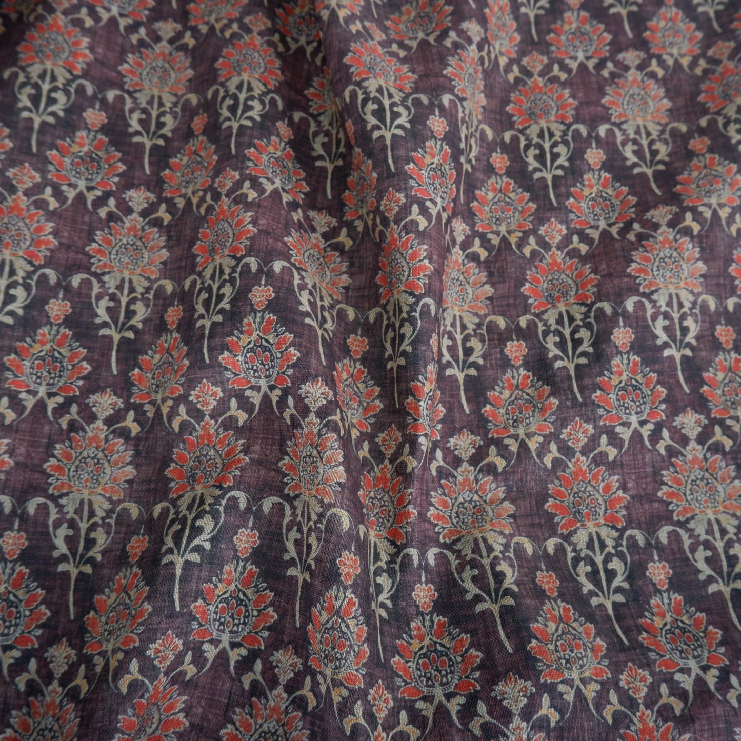 100% LINEN Fabric in floral block print - botanical linen fabric for upholstery home decor curtains dress making pillowcases 2348