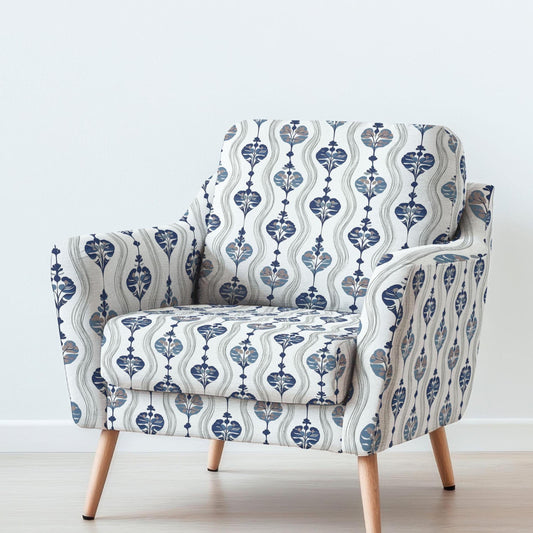 100% LINEN Fabric UPHOLSTERY 12oz - waves stripe print on linen 2256