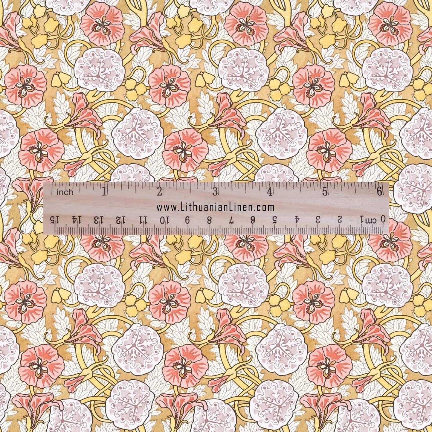 100% linen Capucine prints fabric for Curtain Upholstery Cushion - Indian cress flower print fabric for dress making sewing