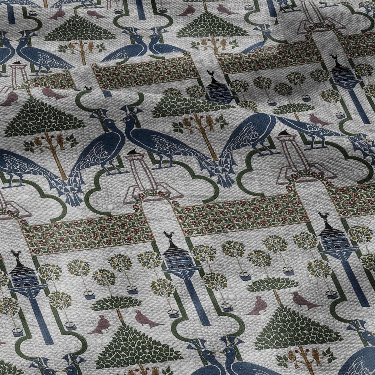 100% linen fabric - The Squire's Garden by Voysey - Victorian Art crafts - Historical pattern home decor dress making 3621