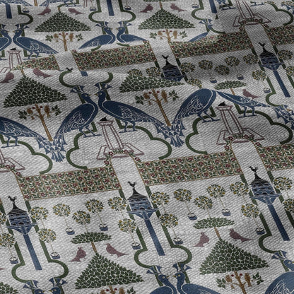 100% linen fabric - The Squire's Garden by Voysey - Victorian Art crafts - Historical pattern home decor dress making 3621