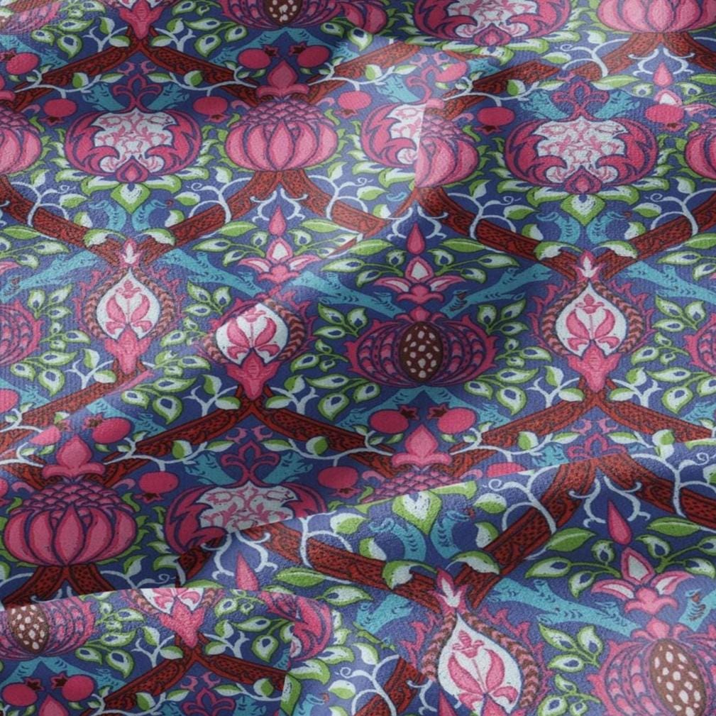 100% LINEN Fabric William Morris Granada - British linen floral upholstery home textile Victorian fabrics pink blue 3210