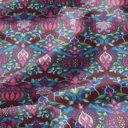 100% LINEN Fabric William Morris Granada - British linen floral upholstery home textile Victorian fabrics pink blue 3210