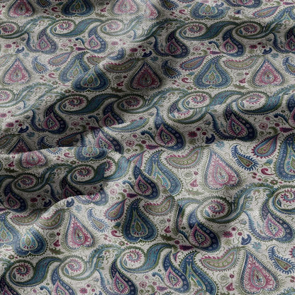 100% LINEN Fabric Paisley print 2500