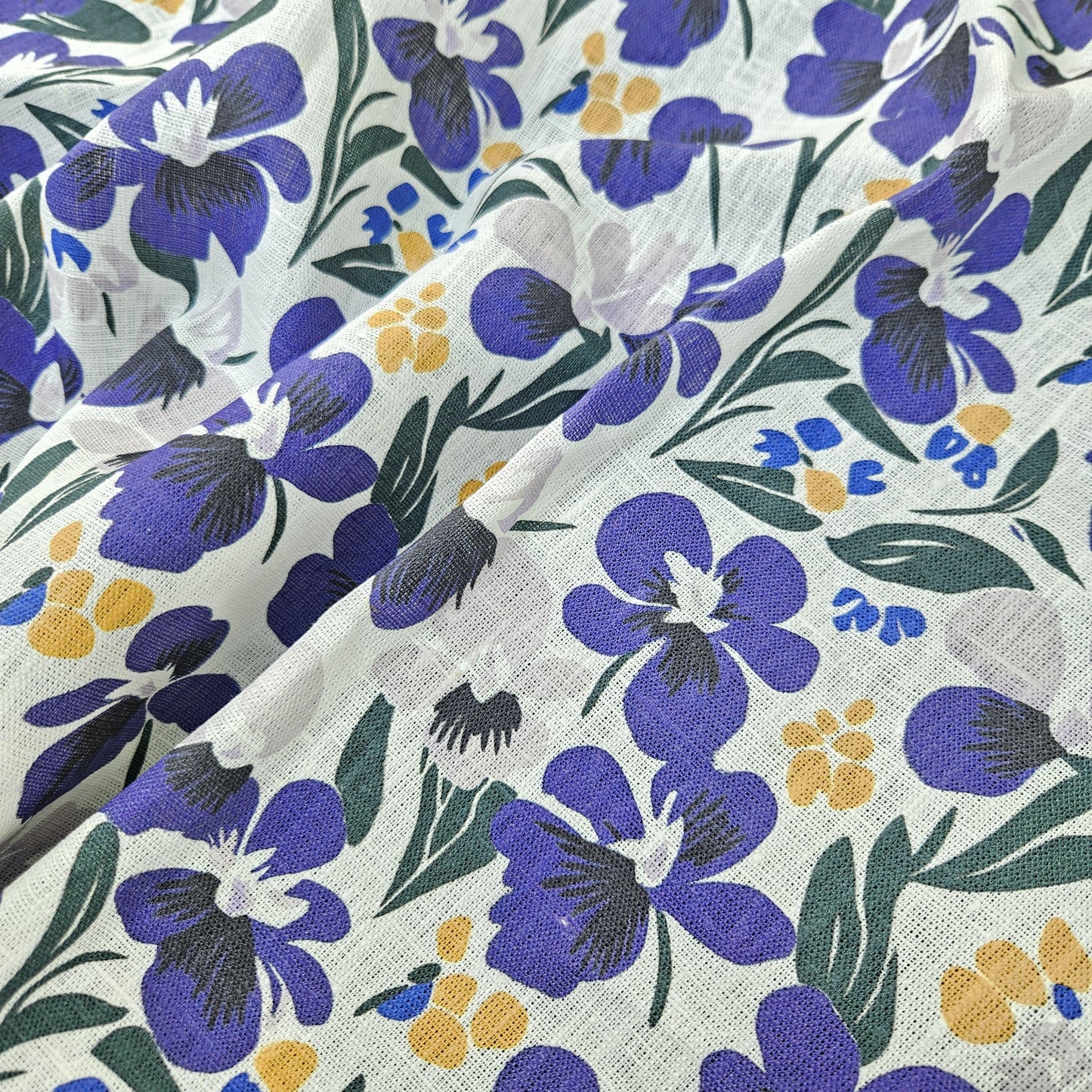 100% LINEN Fabric purple floral print - heavy linen fabric with dark purple print for upholstery home decor curtains dress making 2265