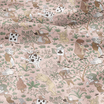 100% linen fabric - Alice in Wonderland pink by Voysey - Victorian Art crafts - Historical pattern for upholstery dress making 3620