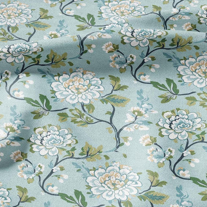 100% LINEN Fabric Chinoiserie Blossom print - modern contemporary print on linen fabric upholstery dress making curtains